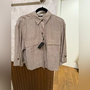 Massimo Dutti Beige Linen Shirt